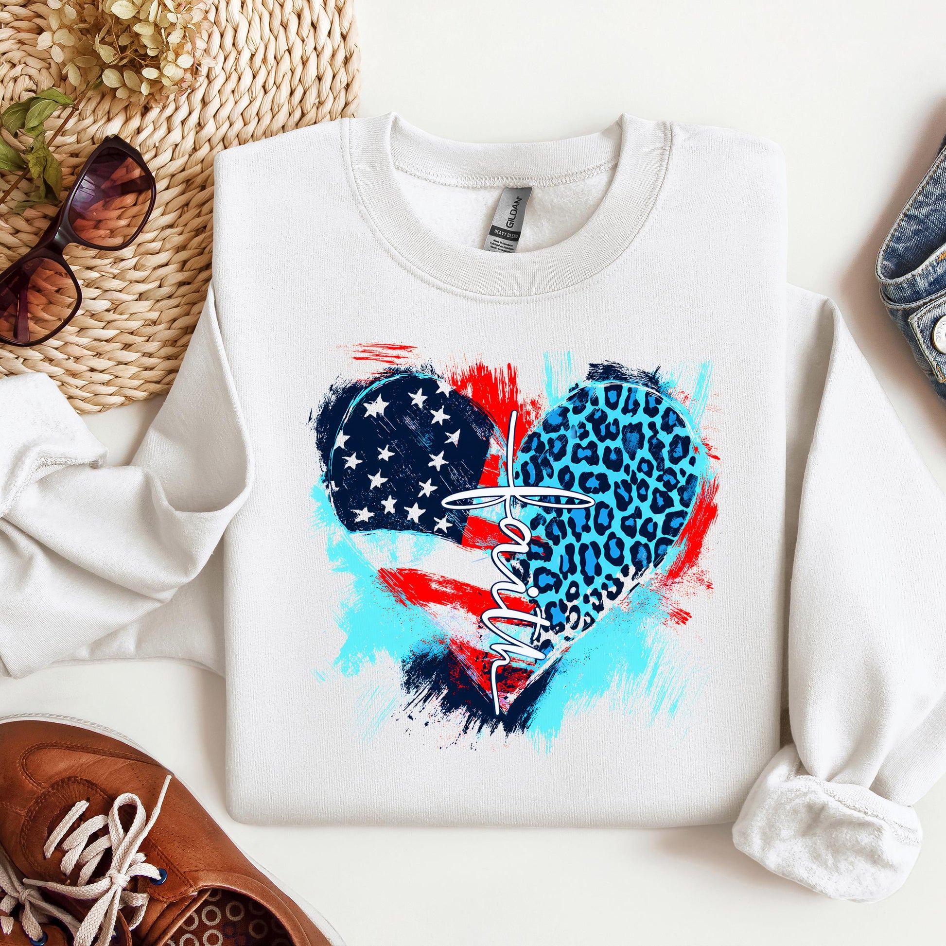 Faith Cross Flag Heart  01