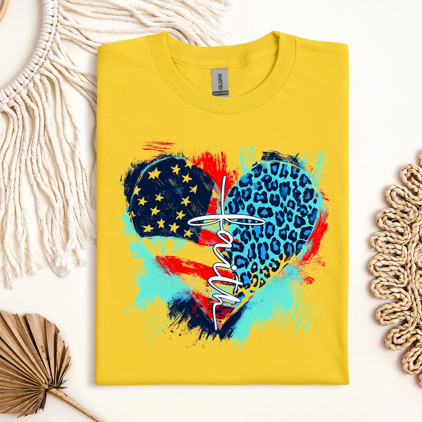 Faith Cross Flag Heart  01