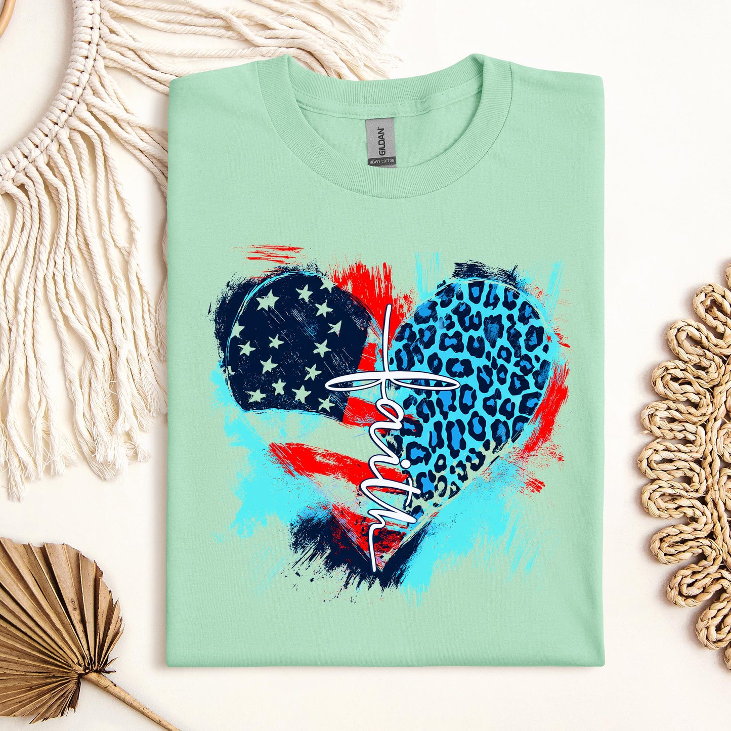 Faith Cross Flag Heart  01