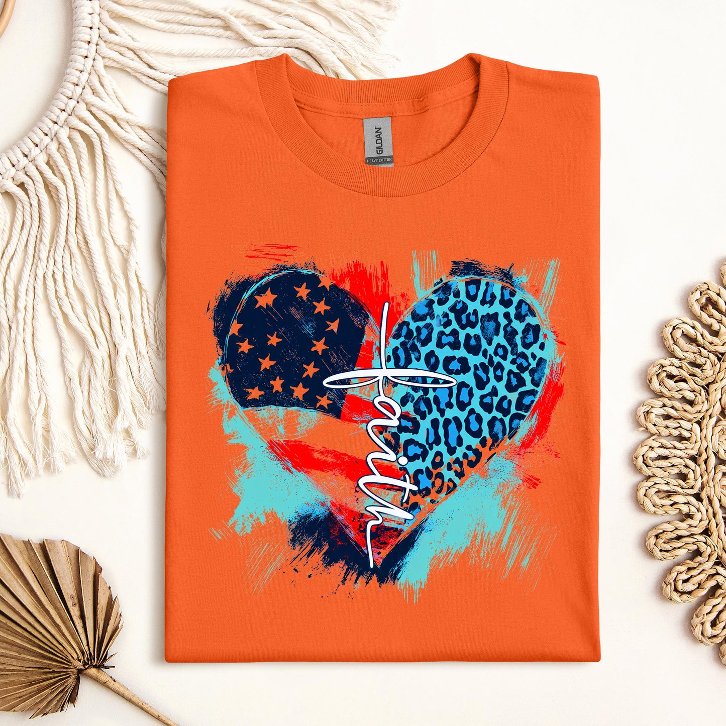 Faith Cross Flag Heart  01