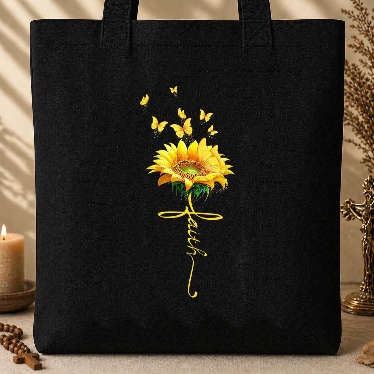 Faith Cross Sunflower 03 Tote Bag