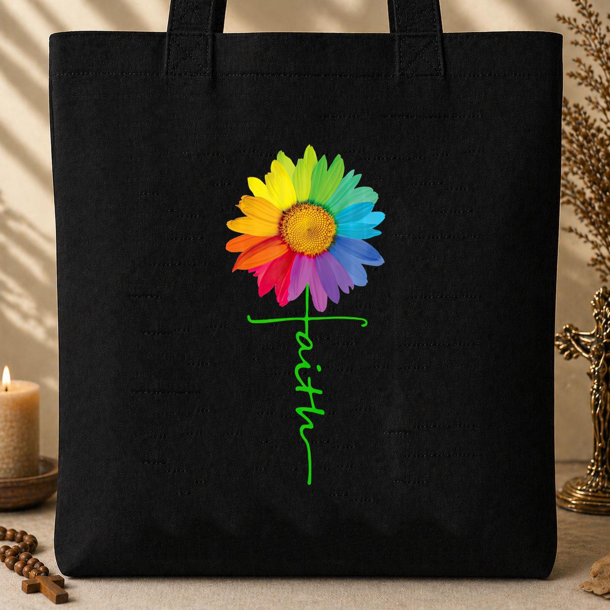Faith Cross Sunflower 04 Tote Bag