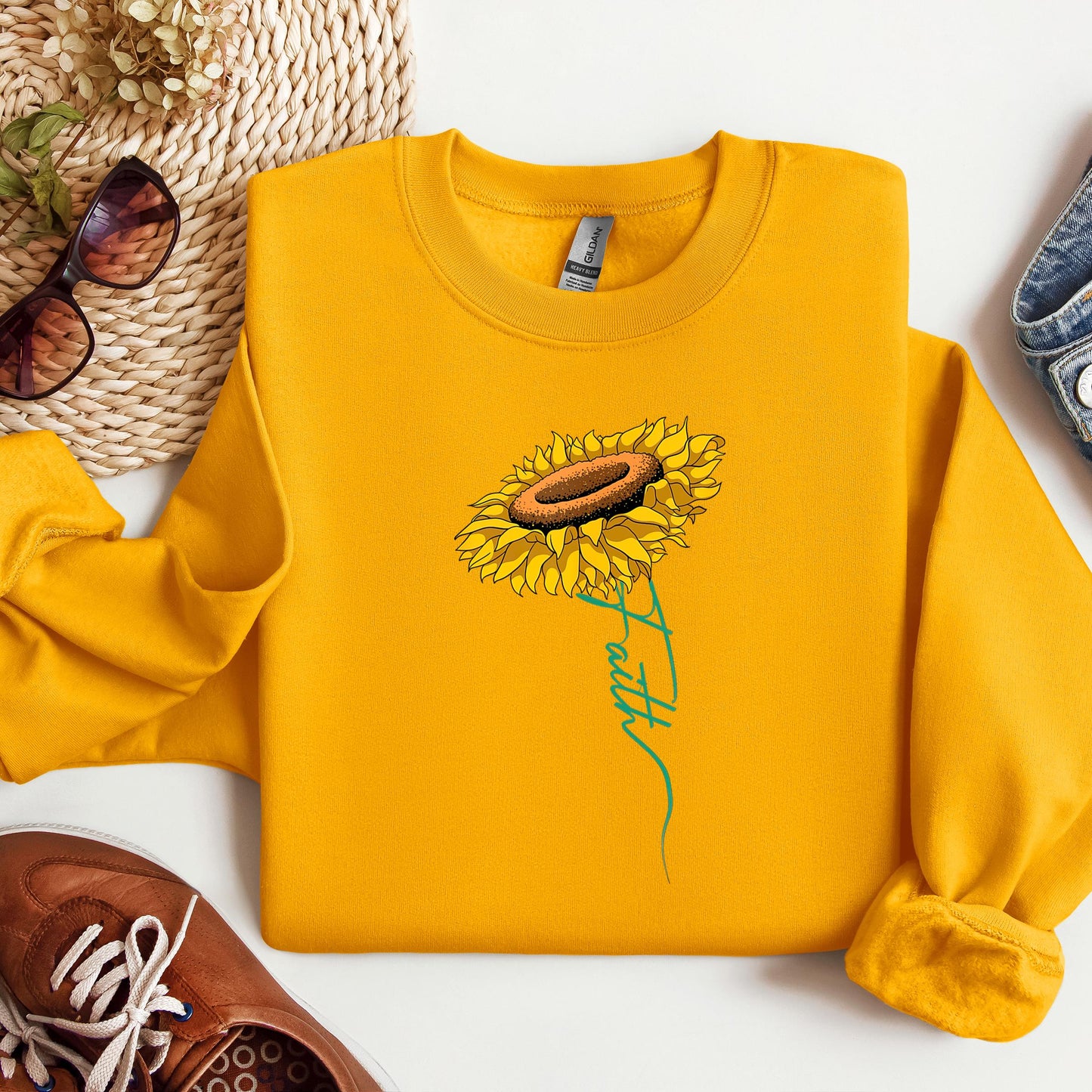 Faith Cross Sunflower