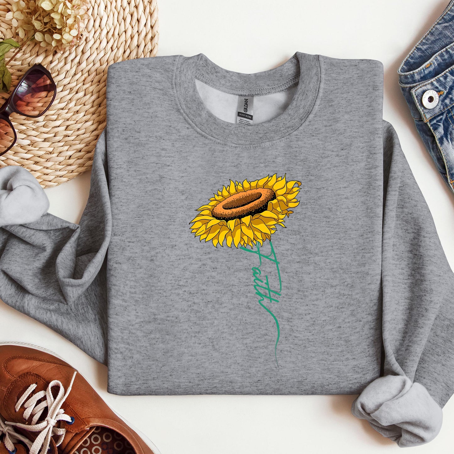 Faith Cross Sunflower