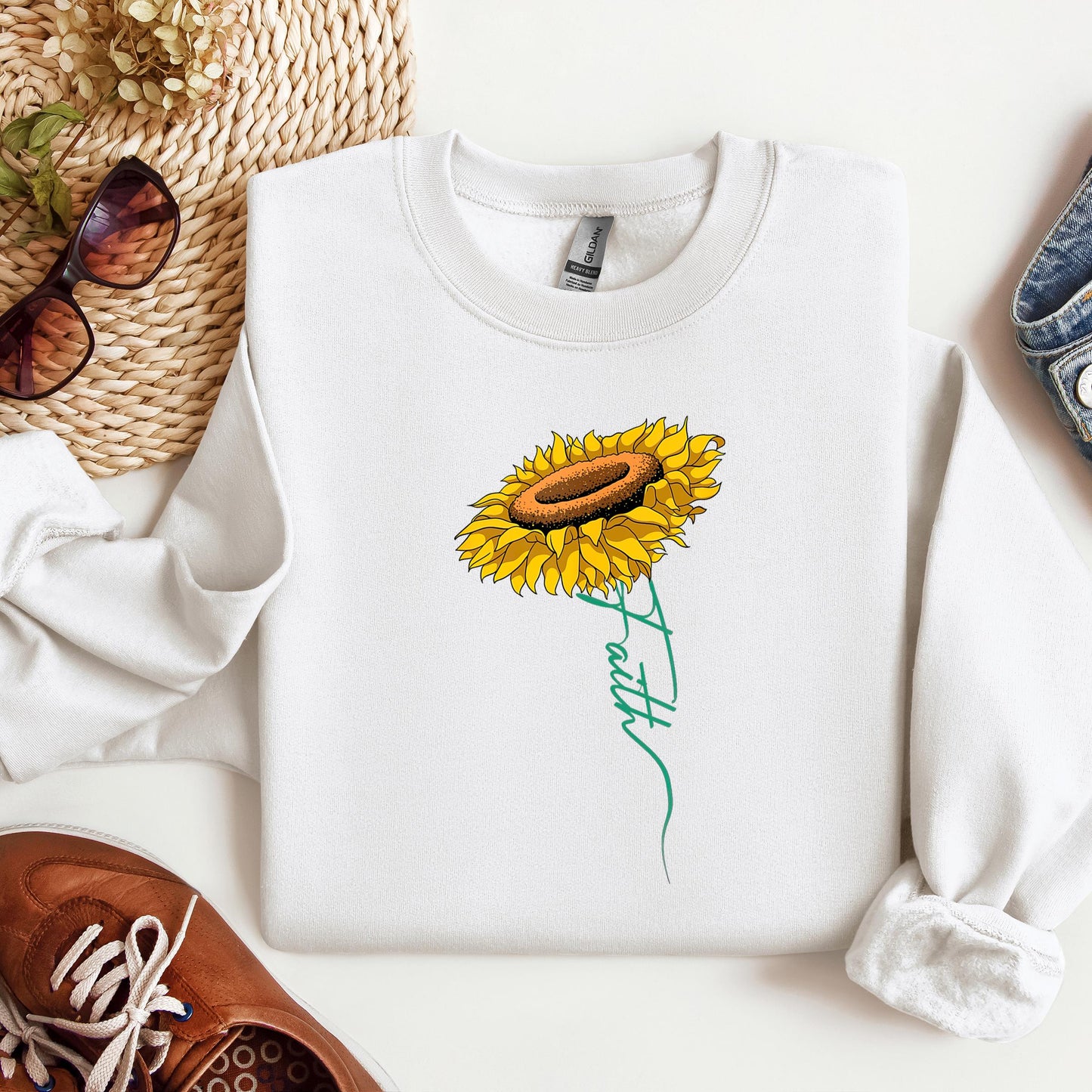 Faith Cross Sunflower