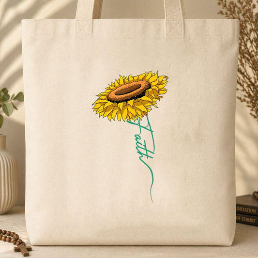 Faith Cross Sunflower Tote Bag