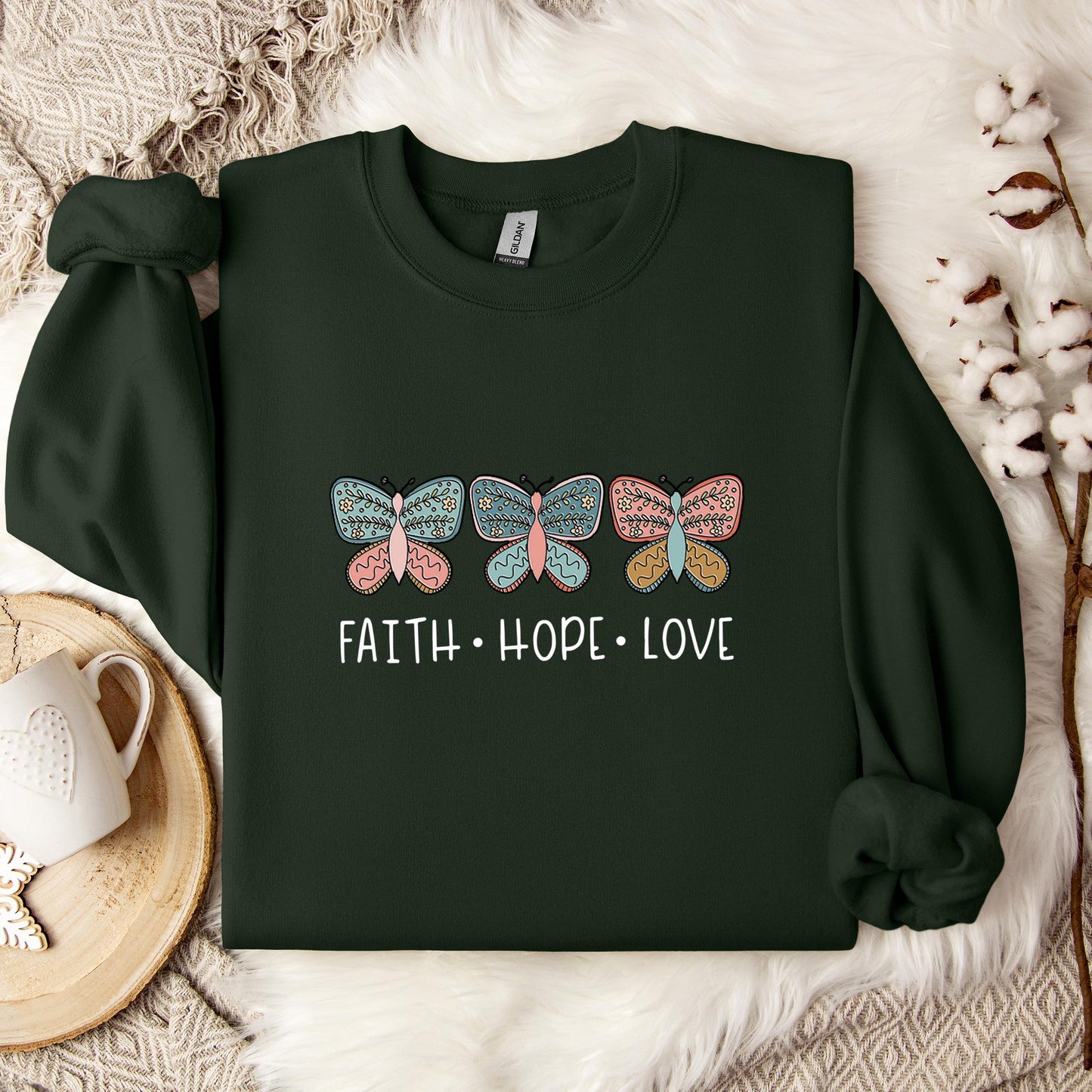 Faith Hope Love Butterflies 01 Sweatshirt