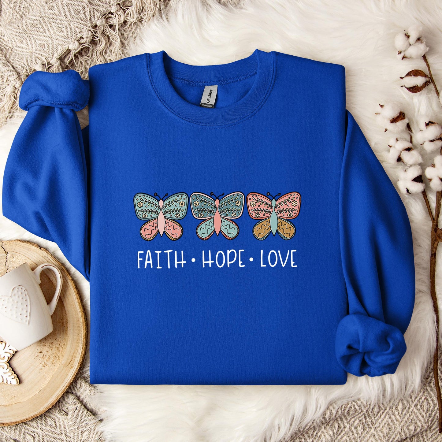 Faith Hope Love Butterflies 01 Sweatshirt