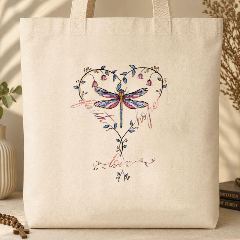 Faith Hope Love Dragonfly Tote Bag