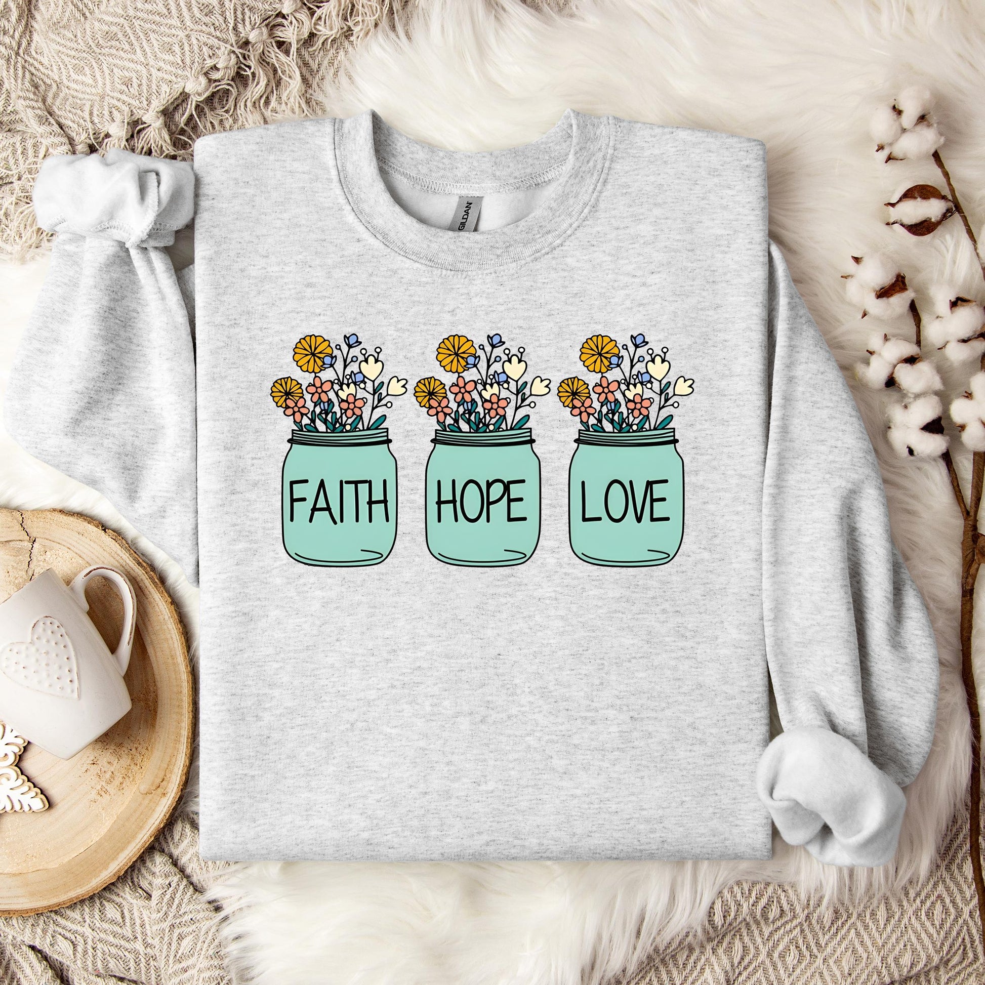 Faith Hope Love Flower 01 Sweatshirt
