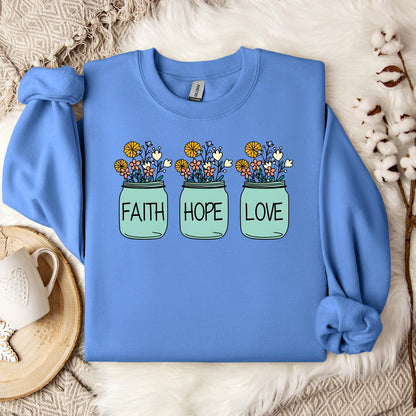 Faith Hope Love Flower 01 Sweatshirt