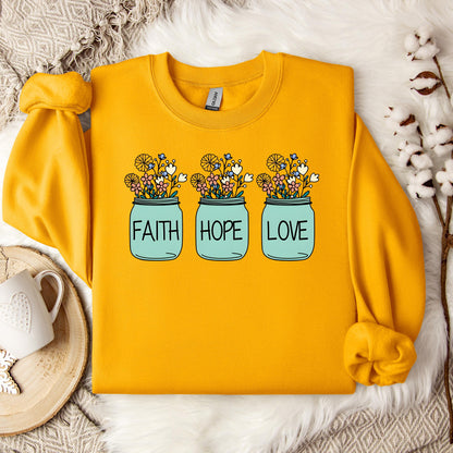 Faith Hope Love Flower 01 Sweatshirt