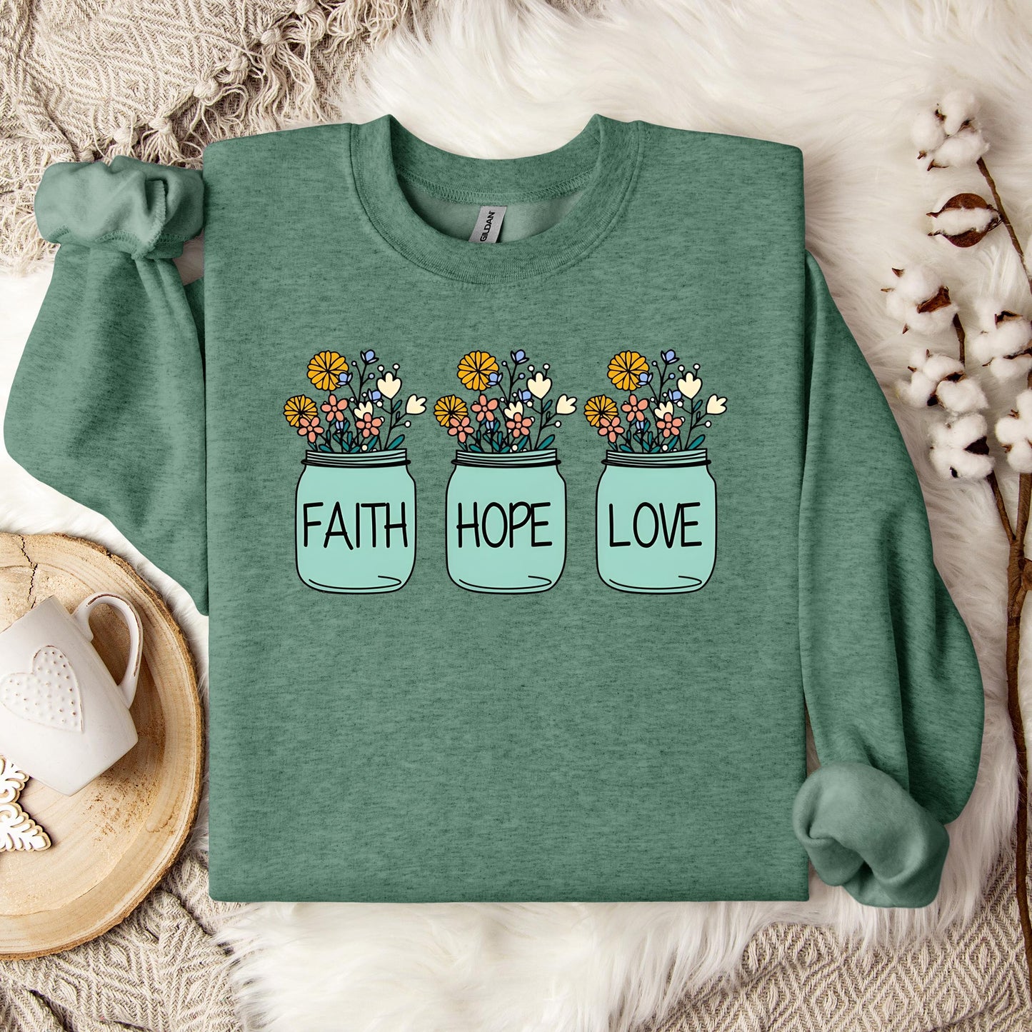 Faith Hope Love Flower 01 Sweatshirt