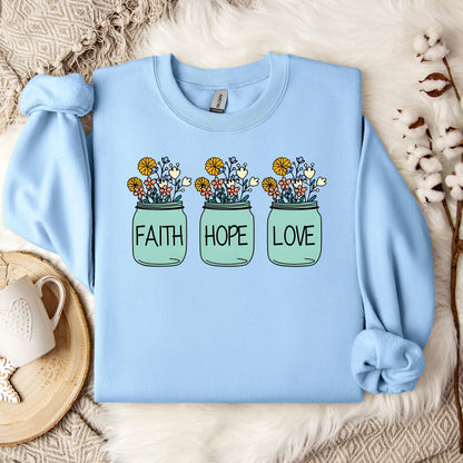 Faith Hope Love Flower 01 Sweatshirt