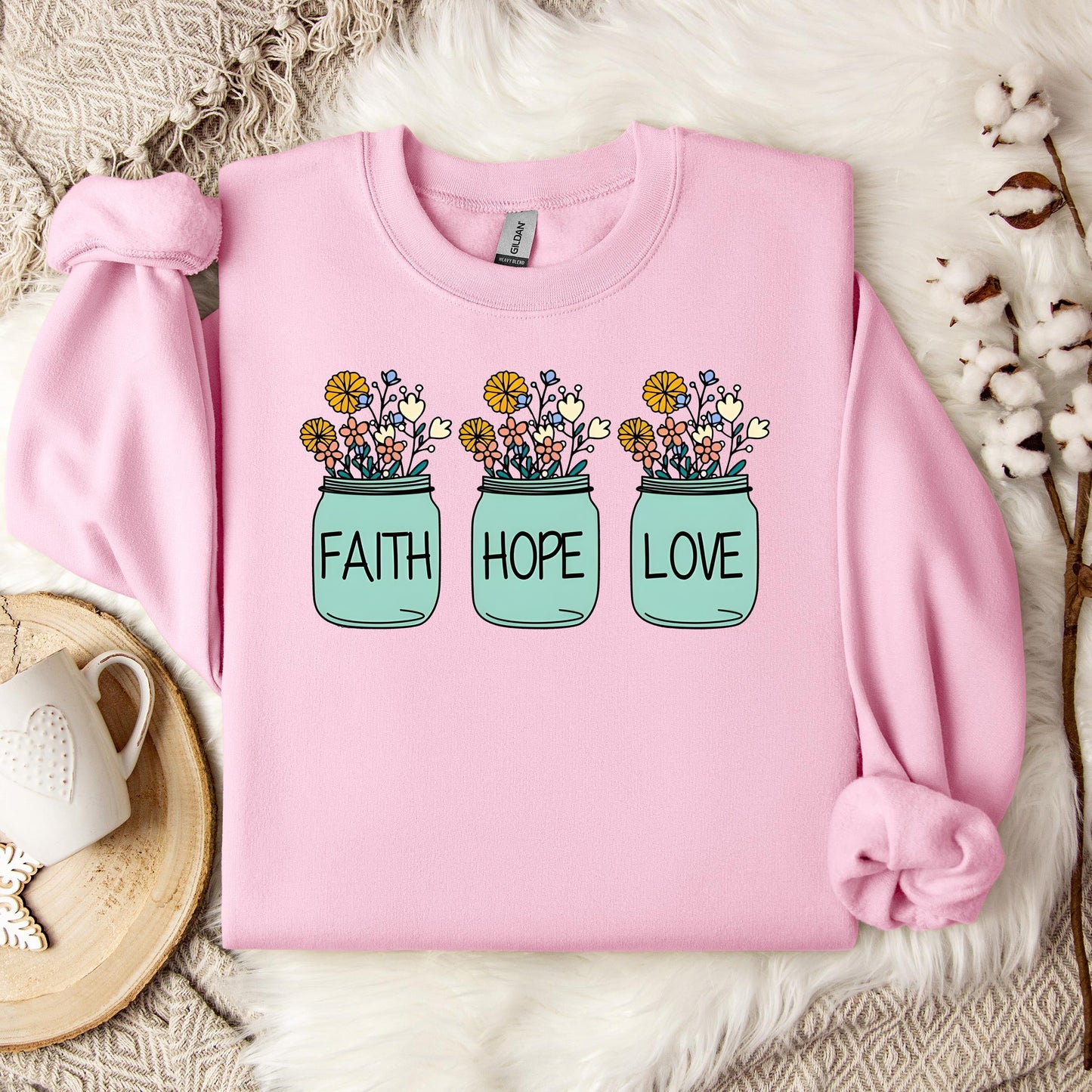 Faith Hope Love Flower 01 Sweatshirt