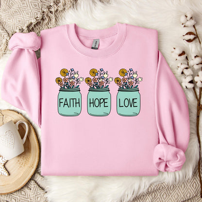 Faith Hope Love Flower 01 Sweatshirt