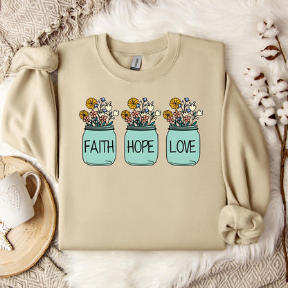 Faith Hope Love Flower 01 Sweatshirt