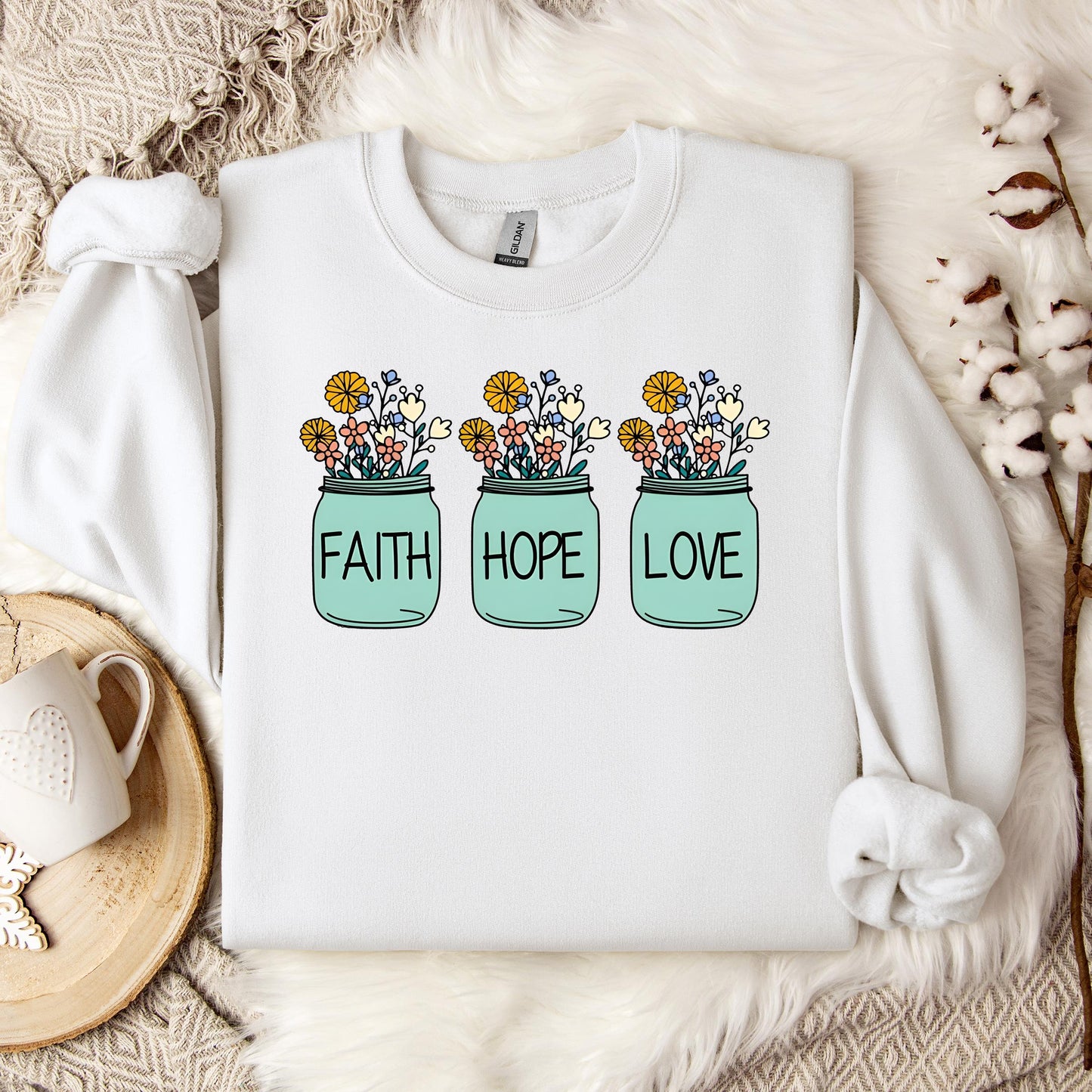 Faith Hope Love Flower 01 Sweatshirt