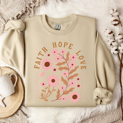 Faith Hope Love Flower 02 Sweatshirt