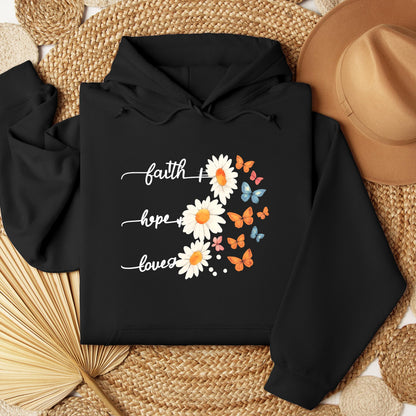 Faith Hope Love Flower And Butterflies
