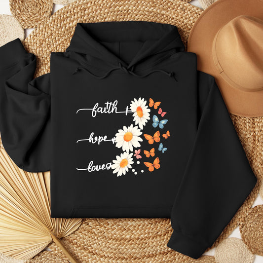 Faith Hope Love Flower And Butterflies