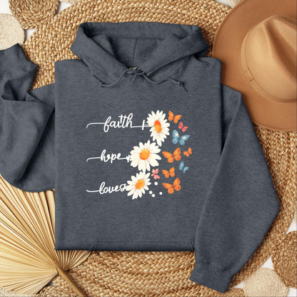 Faith Hope Love Flower And Butterflies