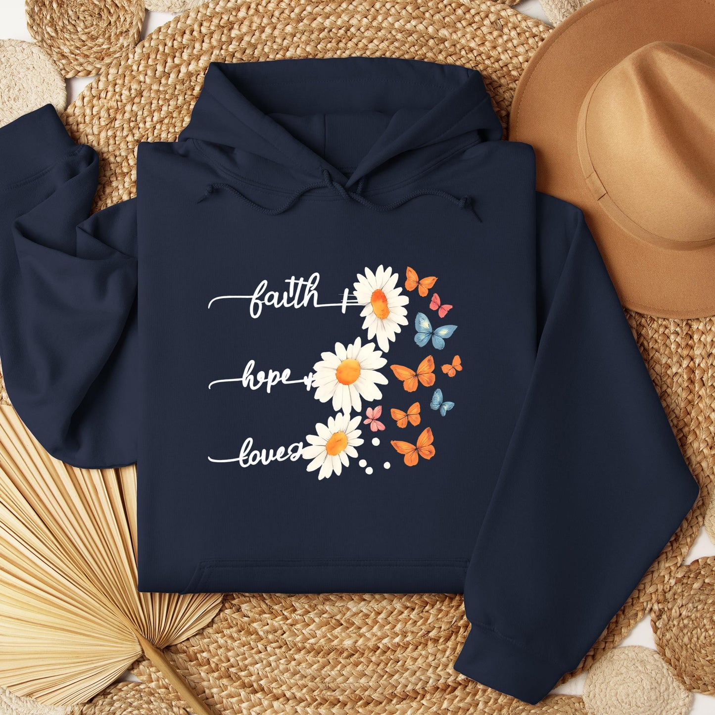 Faith Hope Love Flower And Butterflies