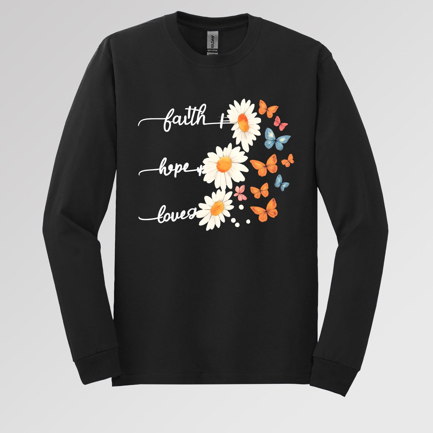Faith Hope Love Flower And Butterflies