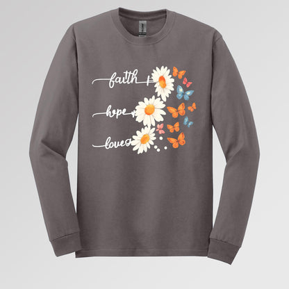Faith Hope Love Flower And Butterflies
