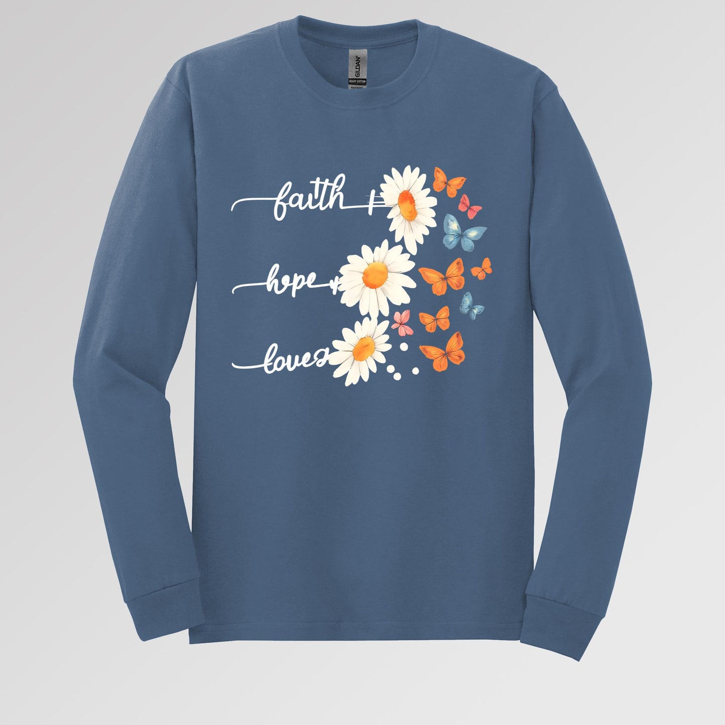 Faith Hope Love Flower And Butterflies