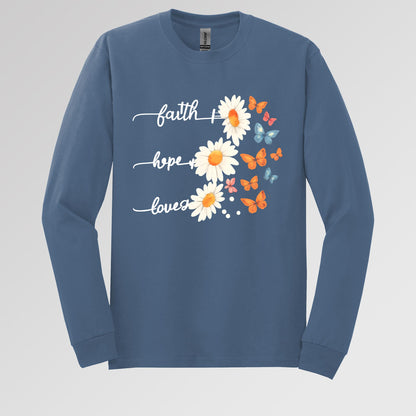 Faith Hope Love Flower And Butterflies