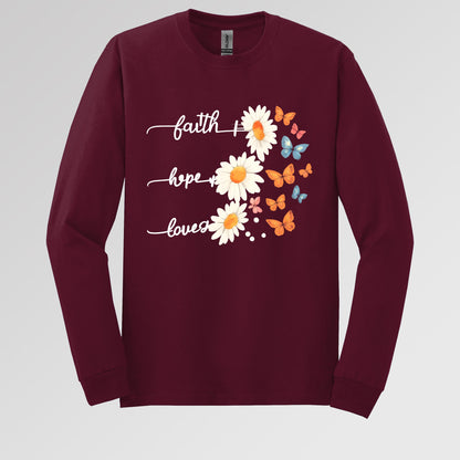 Faith Hope Love Flower And Butterflies