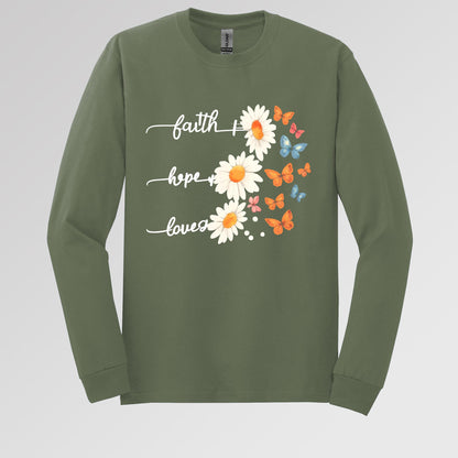 Faith Hope Love Flower And Butterflies