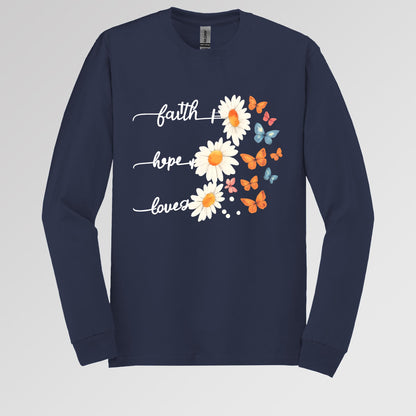 Faith Hope Love Flower And Butterflies