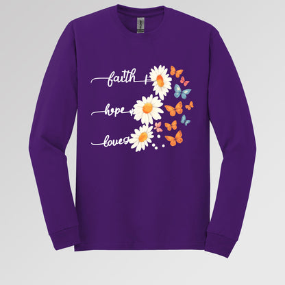 Faith Hope Love Flower And Butterflies