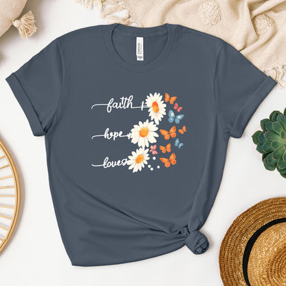 Faith Hope Love Flower And Butterflies