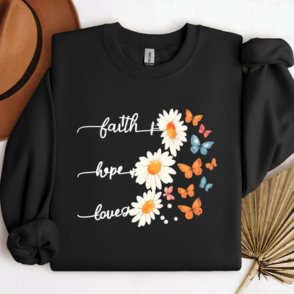 Faith Hope Love Flower And Butterflies
