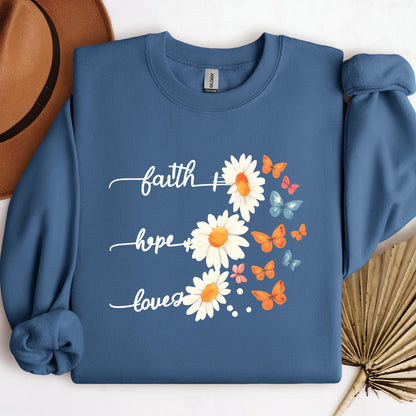 Faith Hope Love Flower And Butterflies