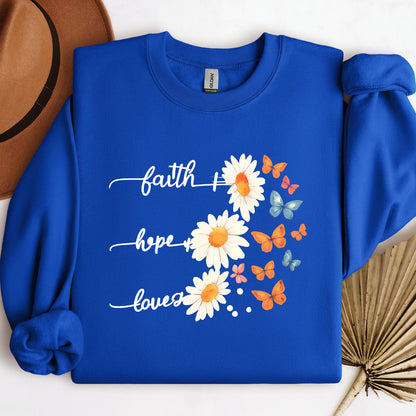 Faith Hope Love Flower And Butterflies
