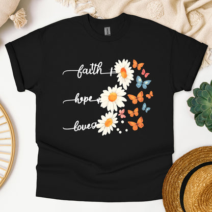 Faith Hope Love Flower And Butterflies