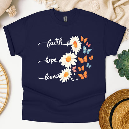 Faith Hope Love Flower And Butterflies