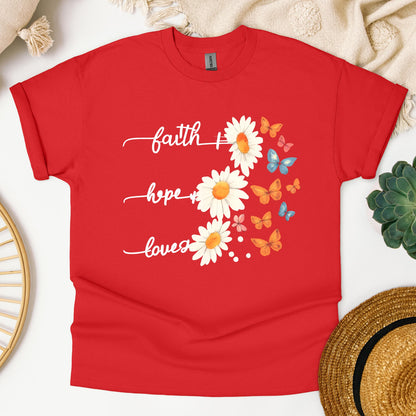 Faith Hope Love Flower And Butterflies