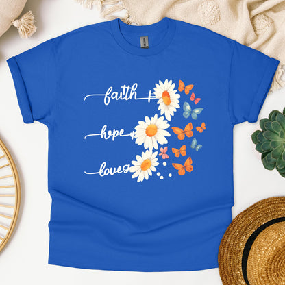 Faith Hope Love Flower And Butterflies