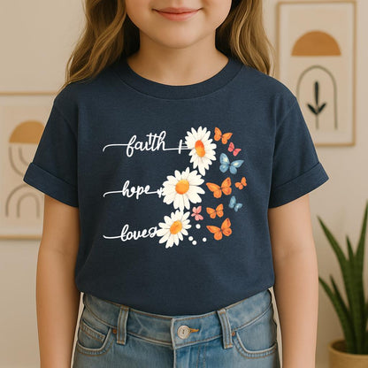 Faith Hope Love Flower And Butterflies