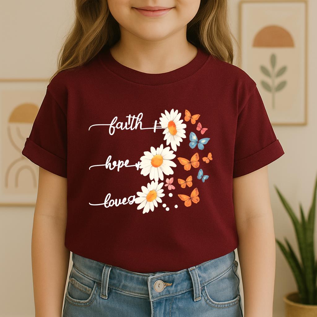 Faith Hope Love Flower And Butterflies