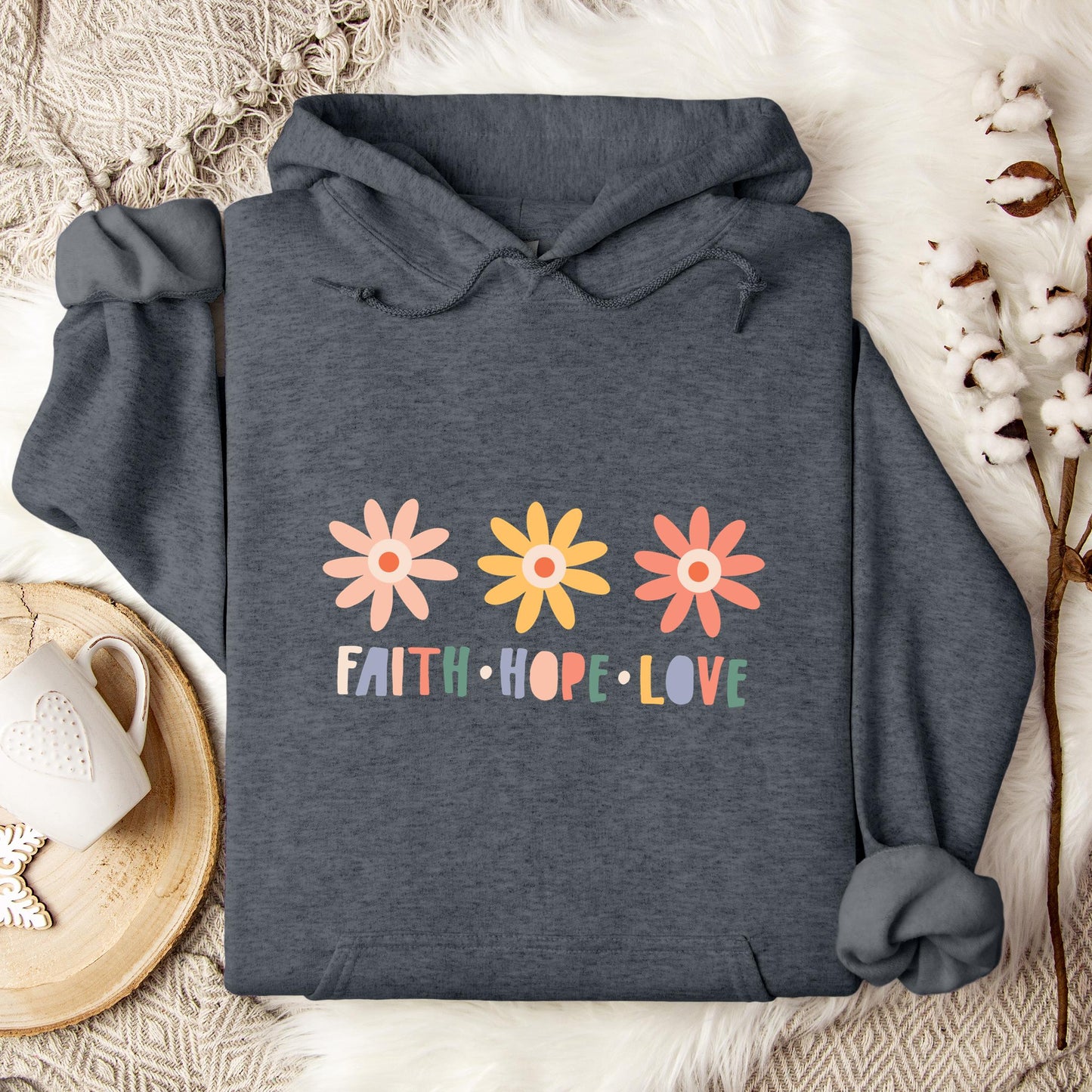 Faith Hope Love Flower Hoodie