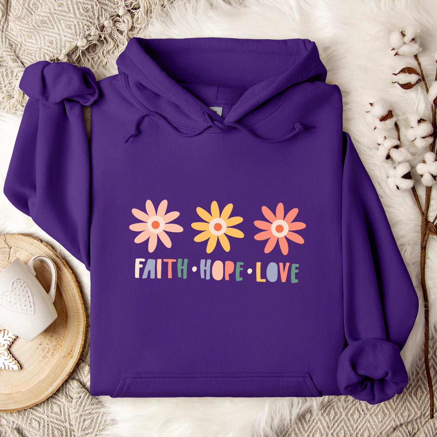 Faith Hope Love Flower Hoodie
