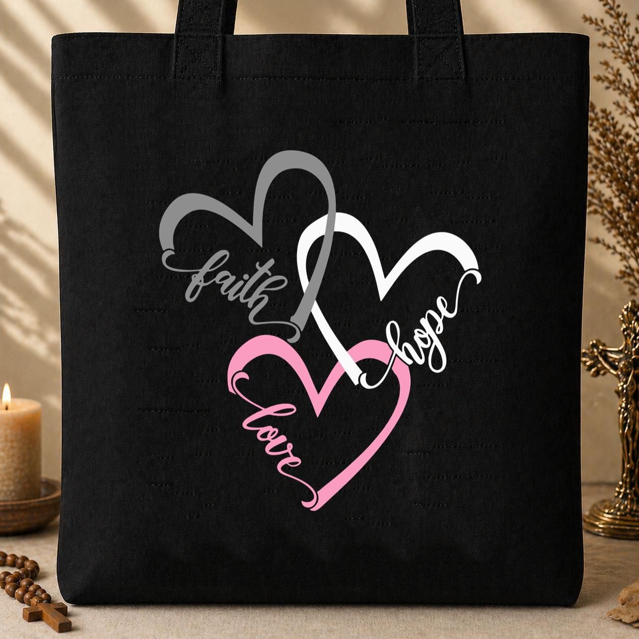 Faith Hope Love Heart Tote Bag