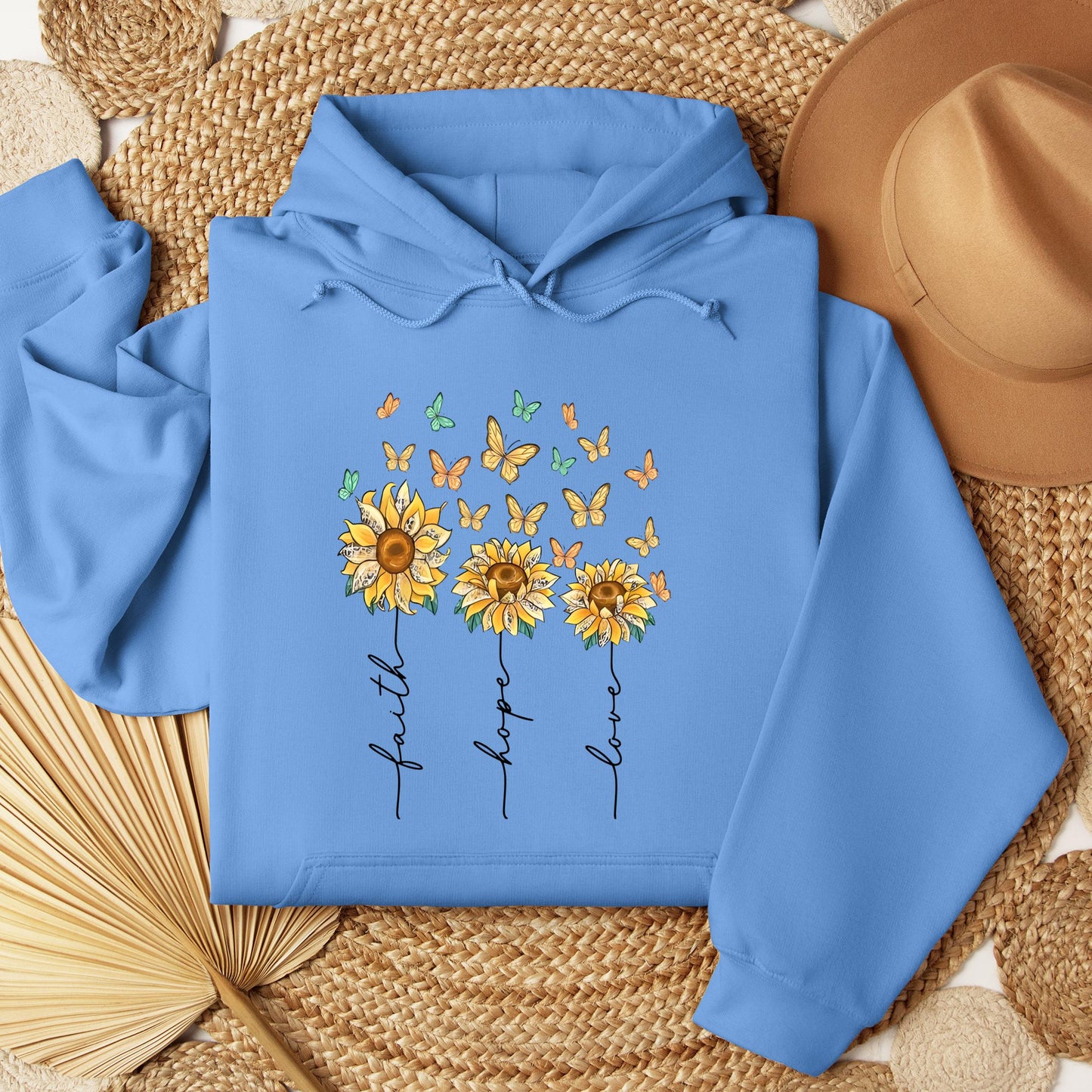 Faith Hope Love Sunflower And Butterflies