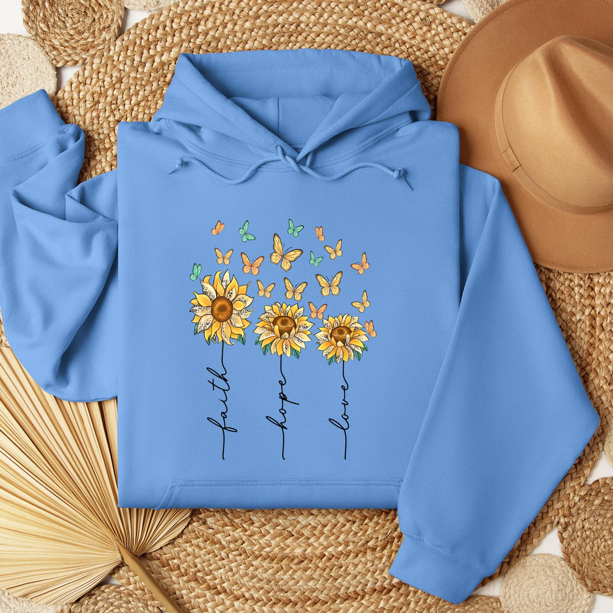 Faith Hope Love Sunflower And Butterflies